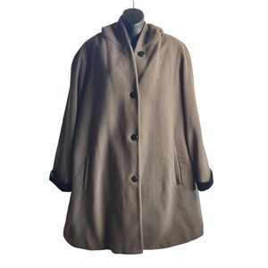 Forecaster Of Boston Coat Womens Brown Wool Button Up Hooded Lined Size 2X-3X